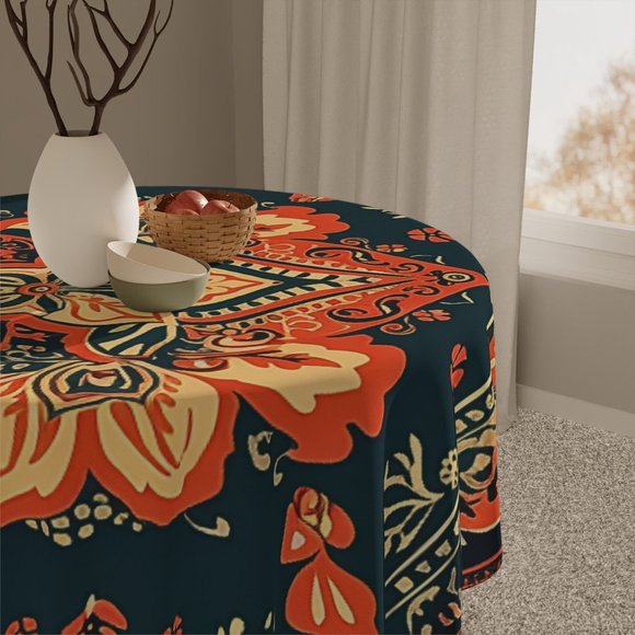 Boho Tablecloth | Vintage Tablecloth | Floral table cloth | Rectangle Square - Picture 9 of 10